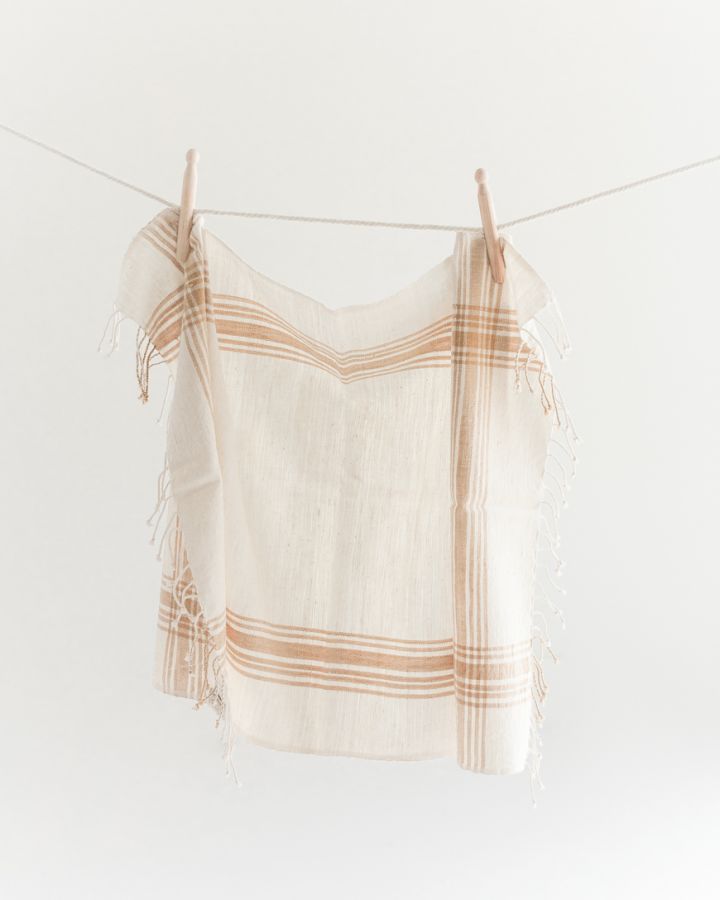 Cabin Hatch Cotton Hand Towel | Natural Plaid