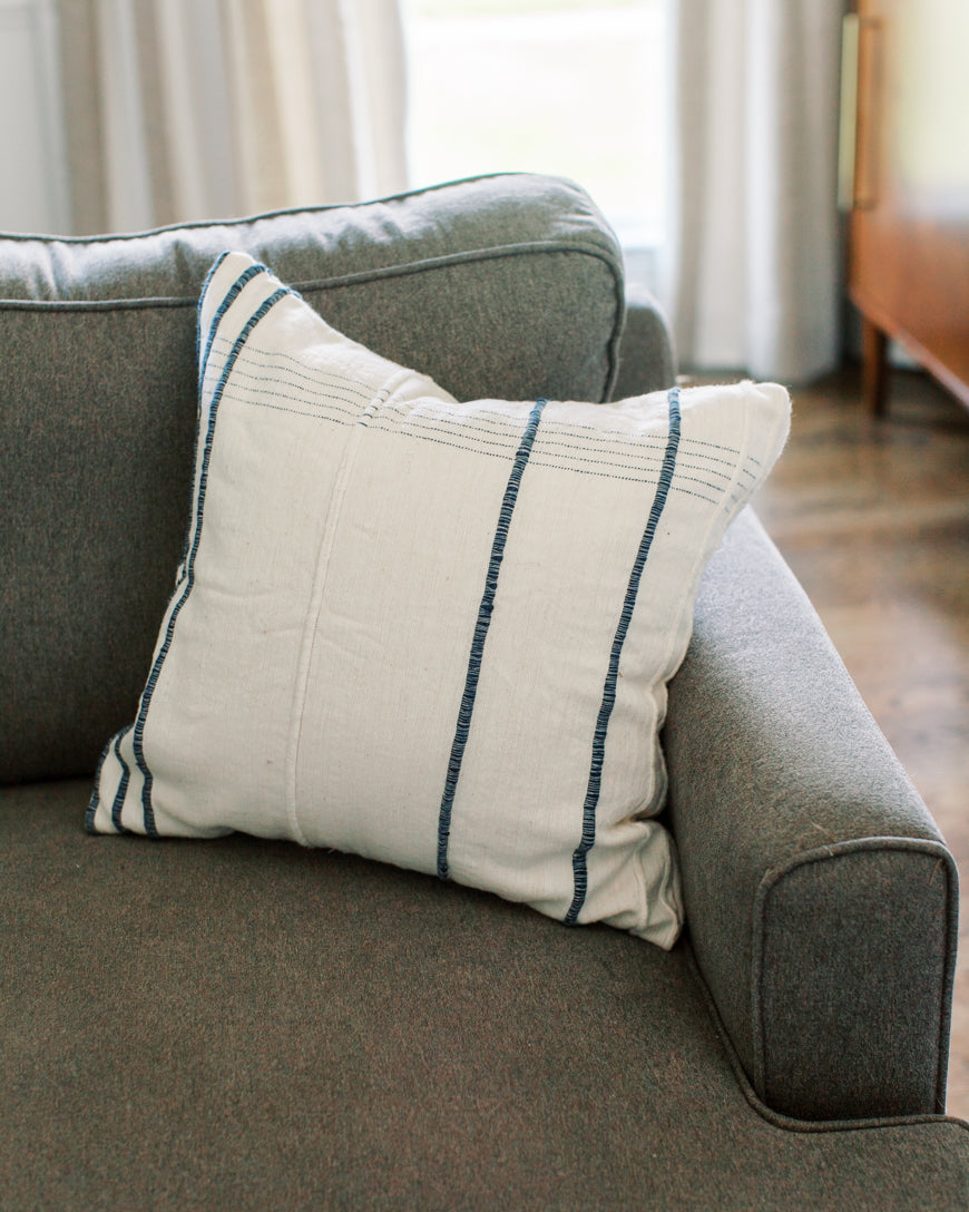 18" Ribbons Throw Pillow | Handspun Cotton