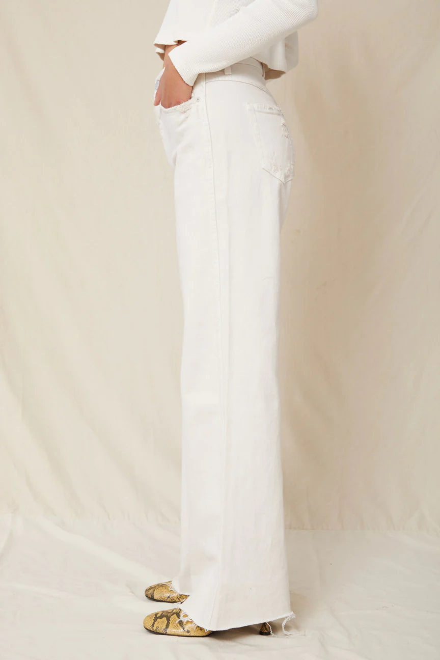 AMO DENIM_Made in Los Angeles_Sailor Pant Inspired Wide Leg High Rise Cotton Jeans in Natural White Oak Color