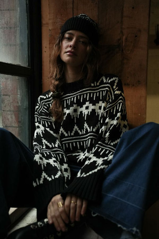 Leo Organic Cotton Sweater | Black Fair Isle