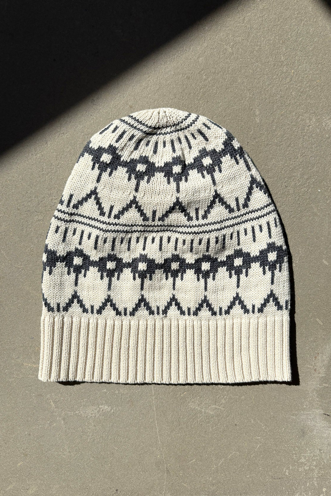 Evie-Sue Organic Cotton Knit Beanie | Geometric Ivory