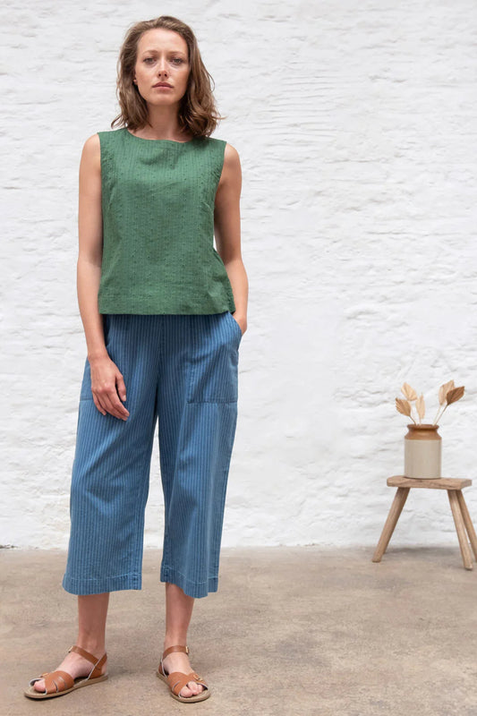 Pippa Embroidered Top | Cactus Green