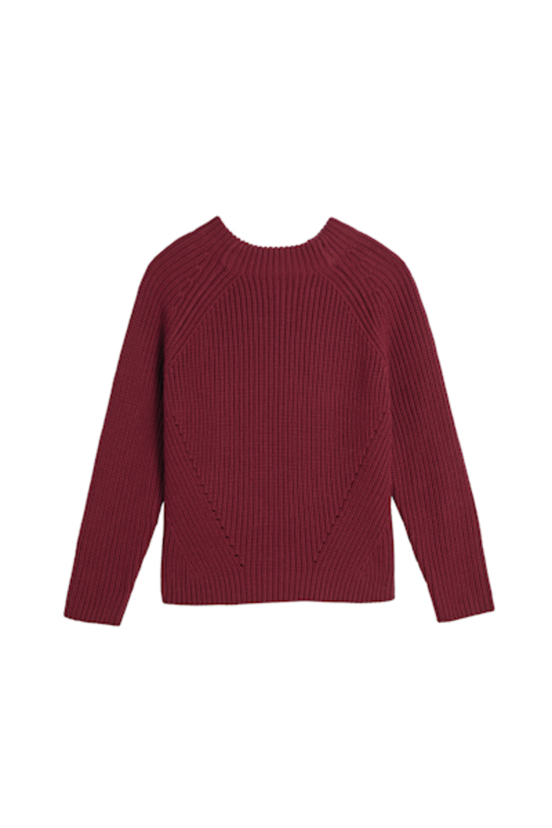 Image of DEMYLEE NEW YORK Daphne Solid Cotton Sweater in Burgundy.