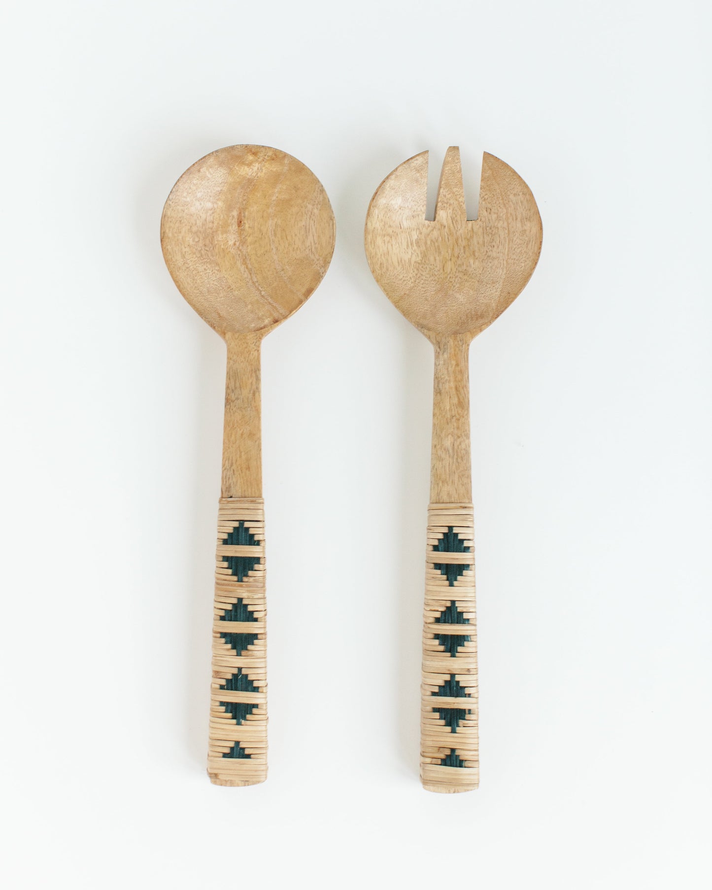 Geo Woven Salad Servers | Mango Wood