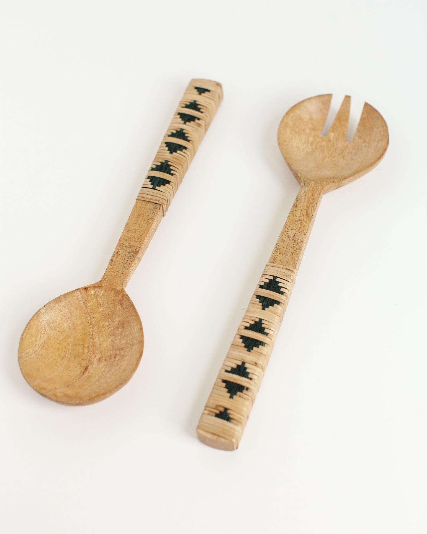 Geo Woven Salad Servers | Mango Wood