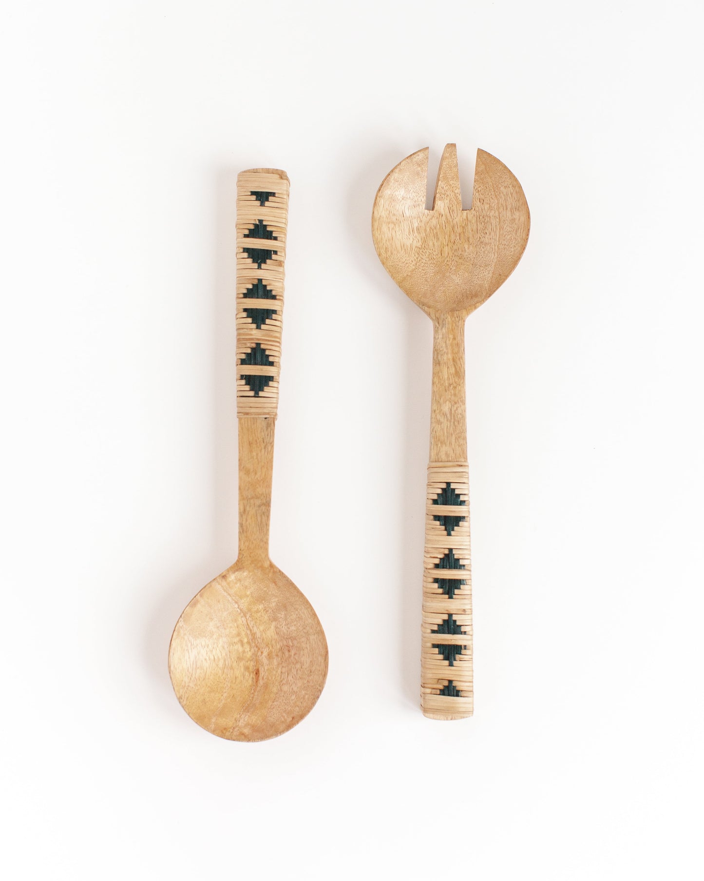 Geo Woven Salad Servers | Mango Wood