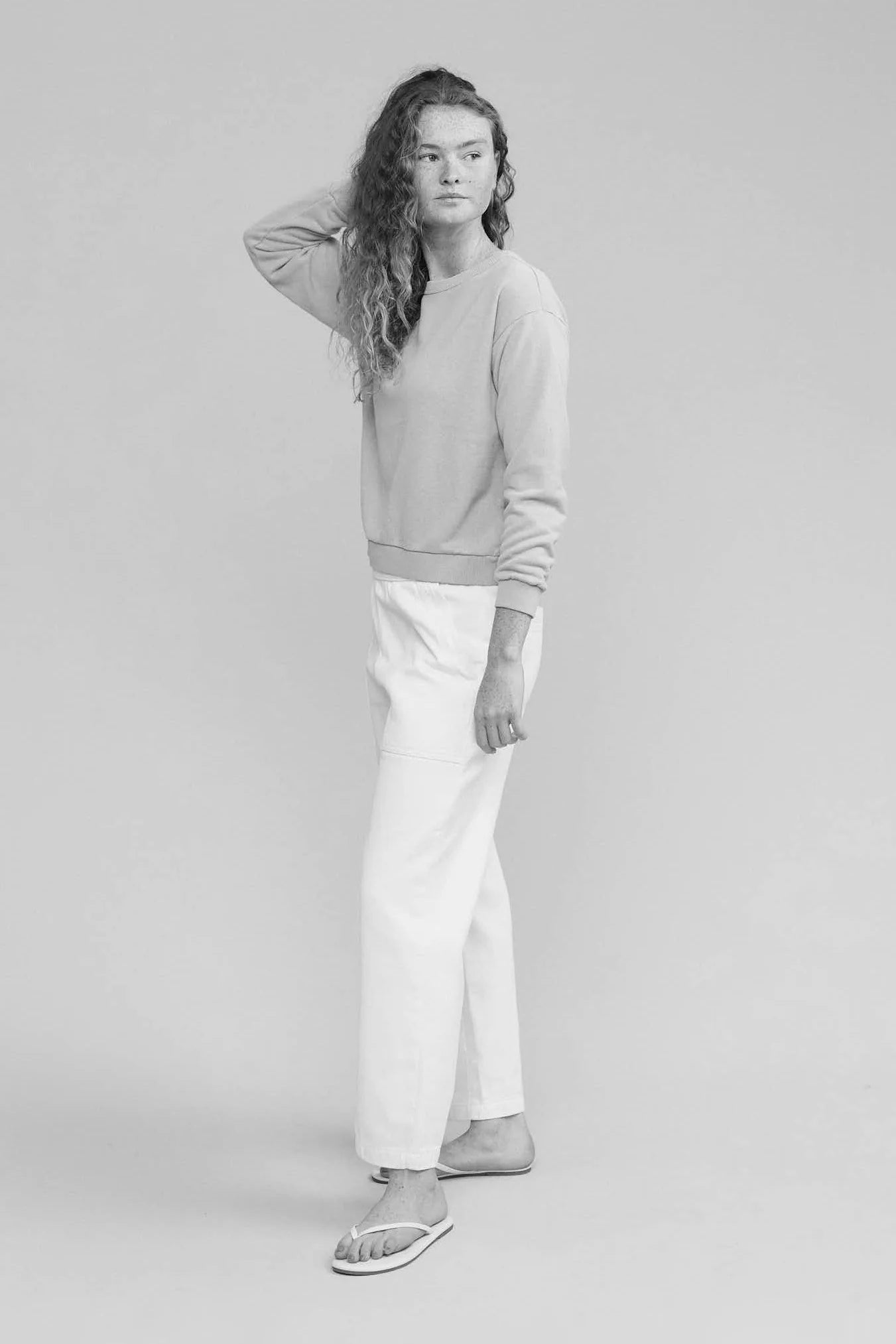 Image on model of Jungmaven Organic Cotton and Hemp Blend Crux Boatneck Sweatshirt _ Eco Friendly Basics Brands _ Made in USA Apparel Brands