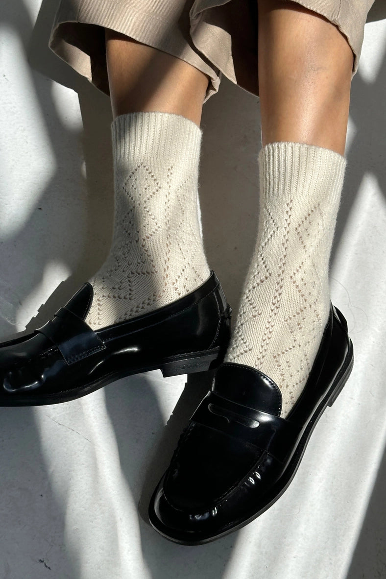 Cashmere Pointelle Sock | Cream