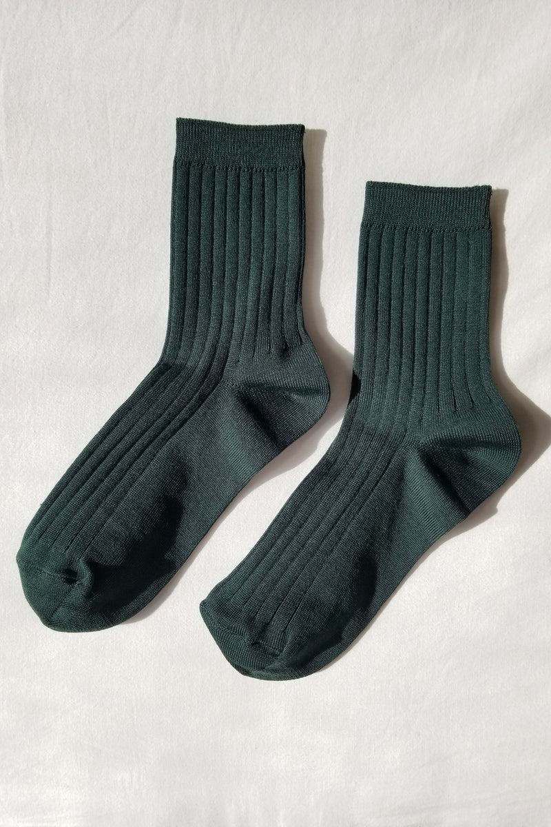 LE BON SHOPPE _ HER MERCERIZED COTTON TROUSER SOCKS _ PEACOCK GREEN _ WOMENS