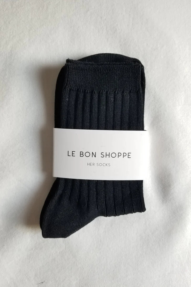 Her Cotton Socks | True Black