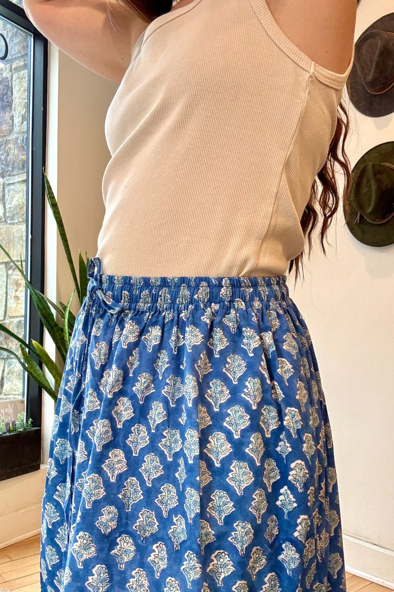Pull-On Cotton Midi Skirt | Isla Print