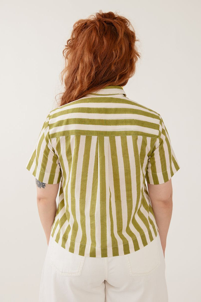 Benji Button Down | Green Stripe