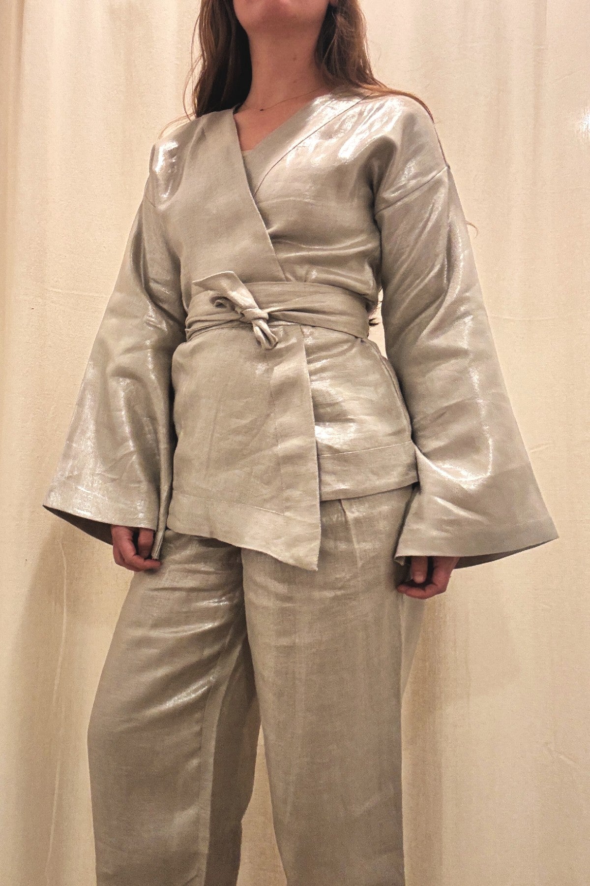 Kimono Wrap Top | Champagne Shimmer Twill