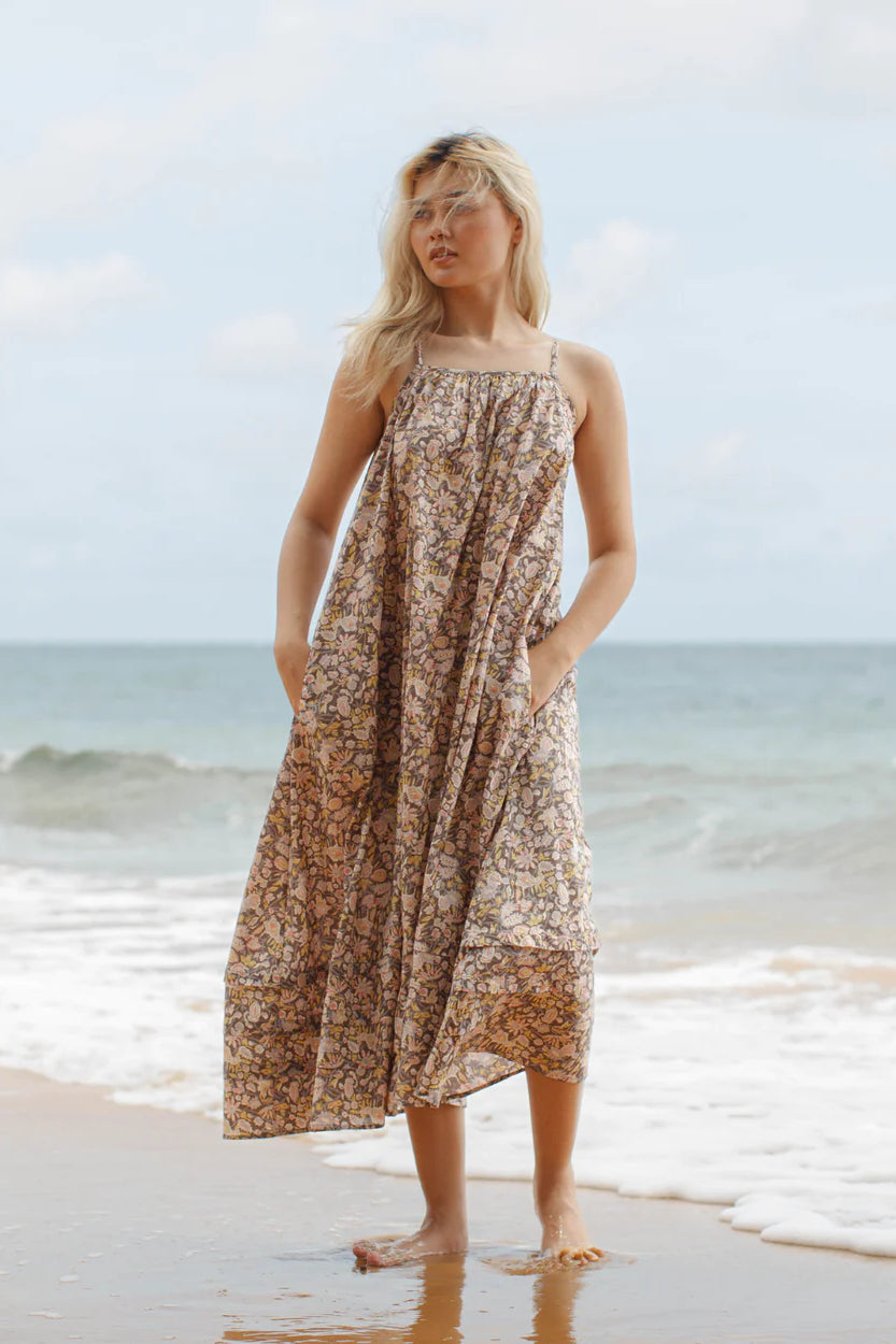 Pleated A-Line Sundress | Paisley Floral