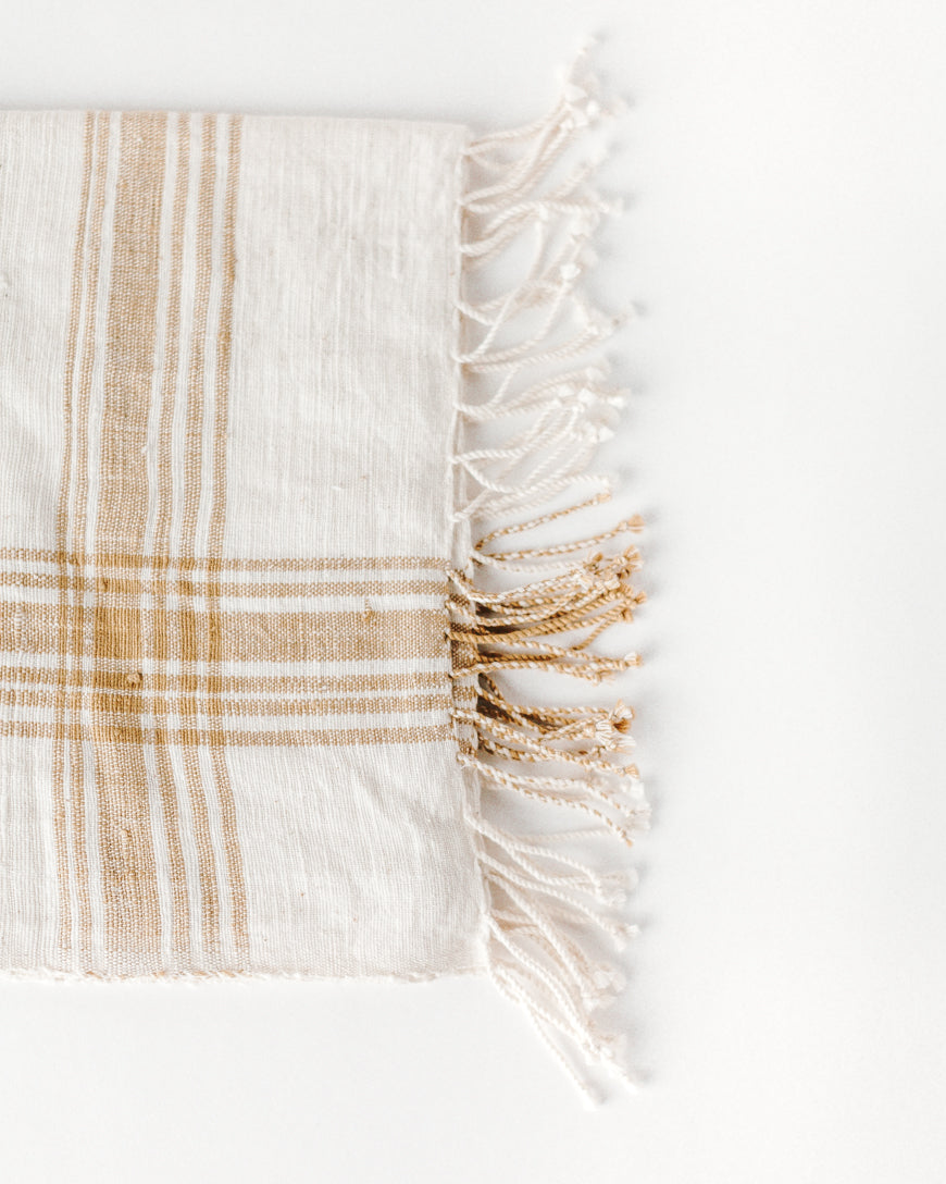 Cabin Hatch Cotton Throw Blanket | Natural Plaid
