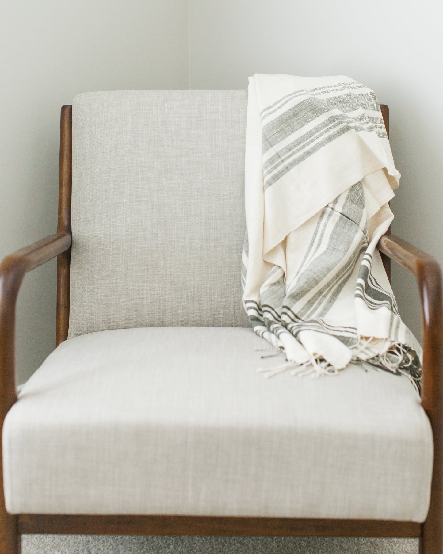 Cabin Hatch Cotton Throw Blanket | Natural Plaid