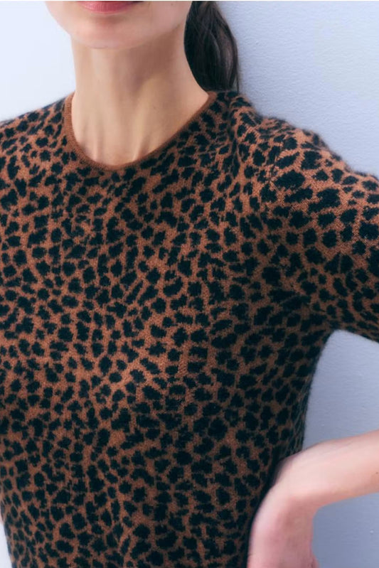 Cashmere Sweater Tee | Leopard