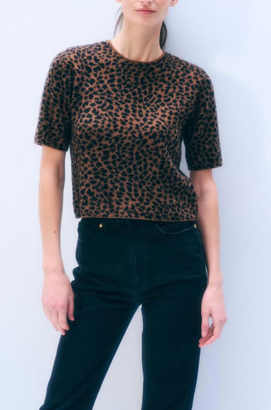 Cashmere Sweater Tee | Leopard