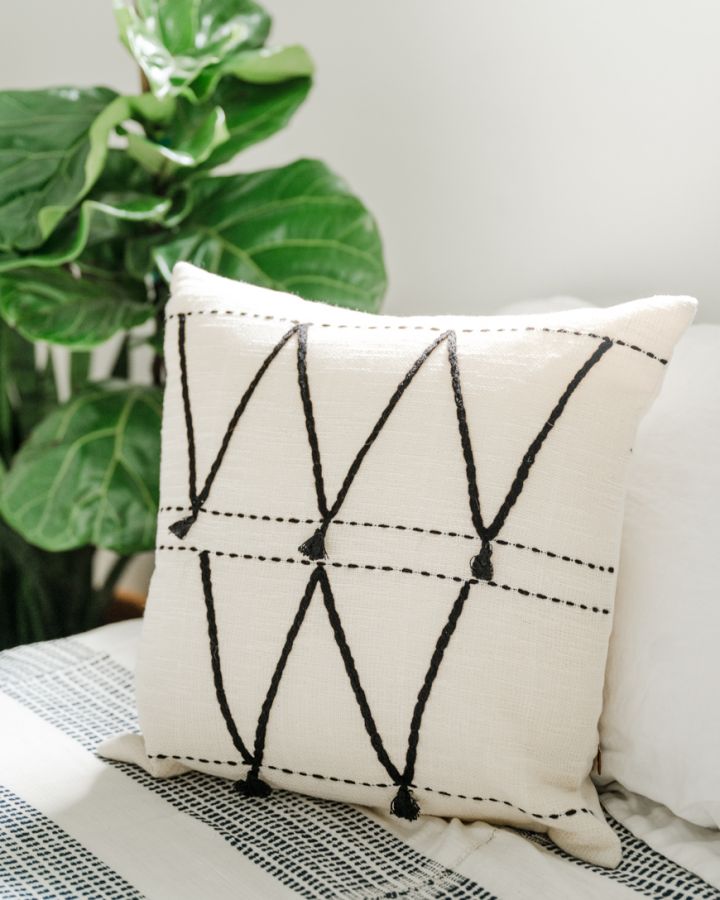 18" Atlas Pillow Cover | Embroidered Cotton