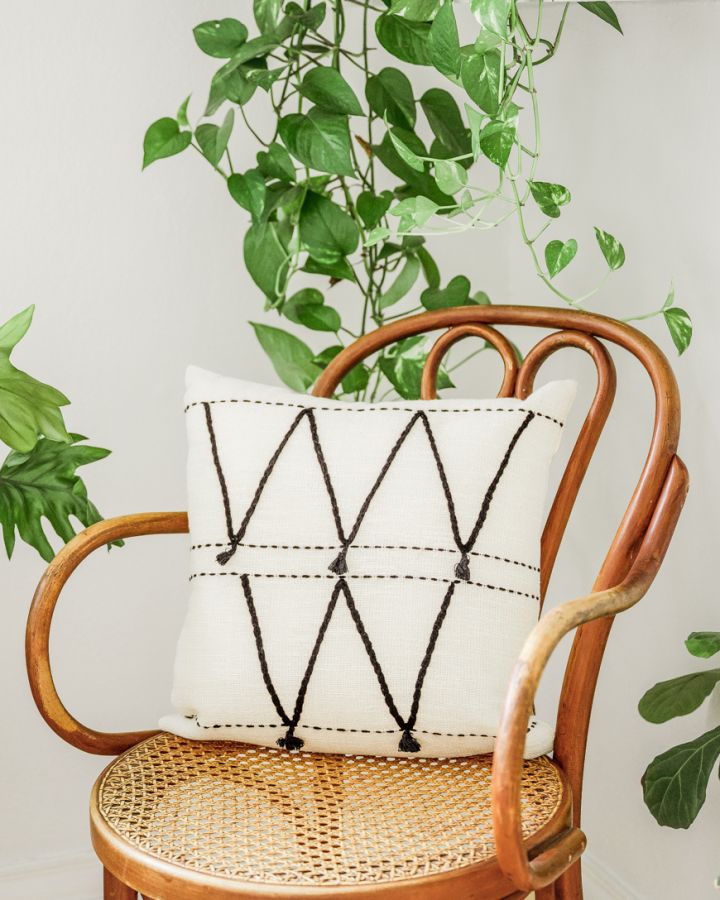 18" Atlas Pillow Cover | Embroidered Cotton