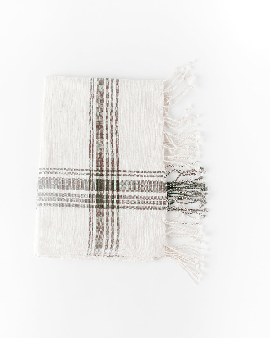 Cabin Hatch Cotton Hand Towel | Natural Plaid