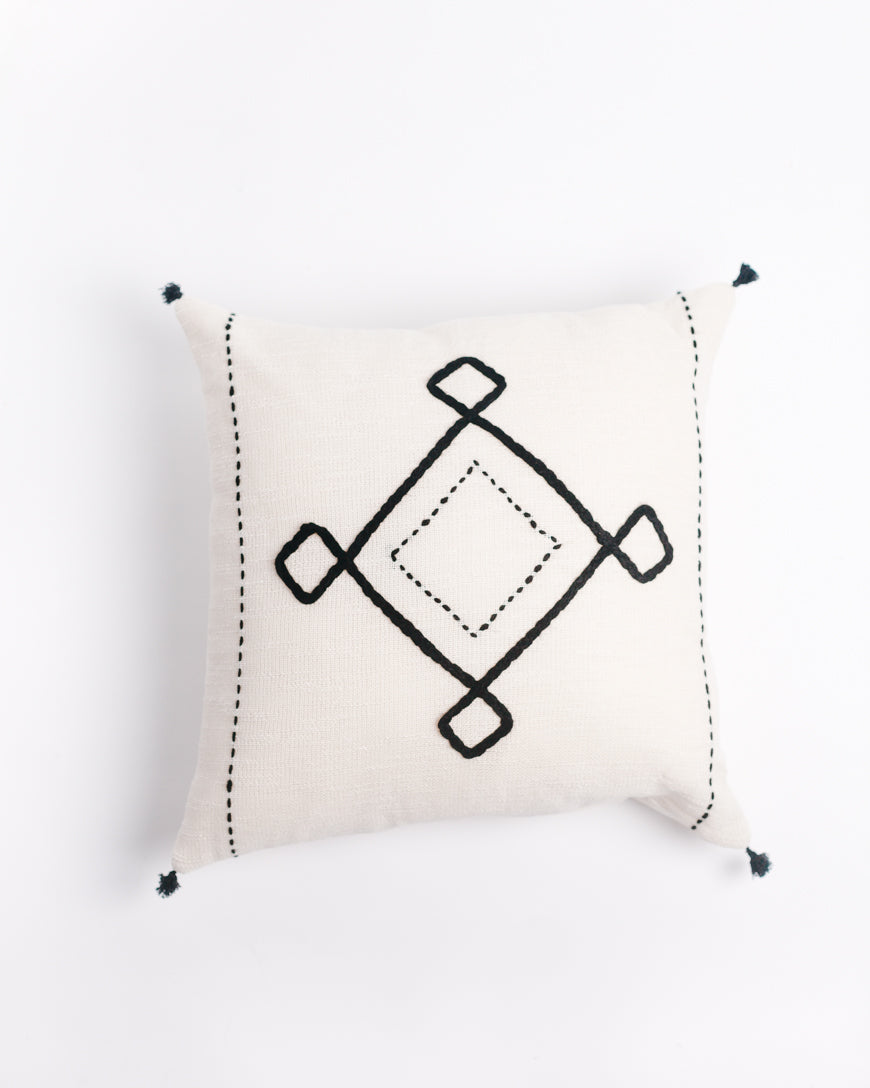 18" Ariana Throw Pillow Cover | Embroidered Cotton