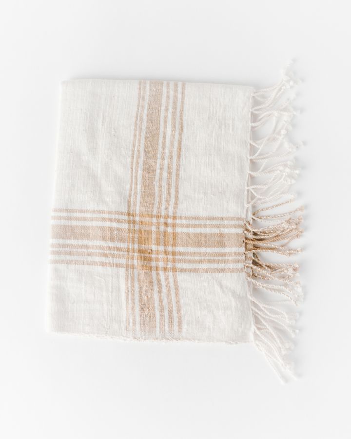 Cabin Hatch Cotton Hand Towel | Natural Plaid