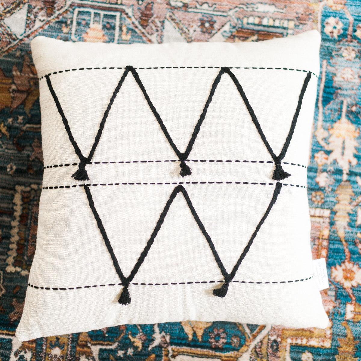 18" Atlas Pillow Cover | Embroidered Cotton