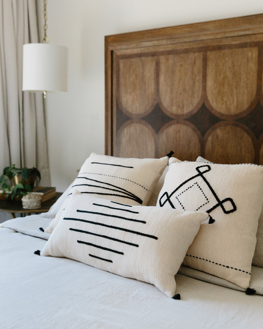 18" Ariana Throw Pillow Cover | Embroidered Cotton