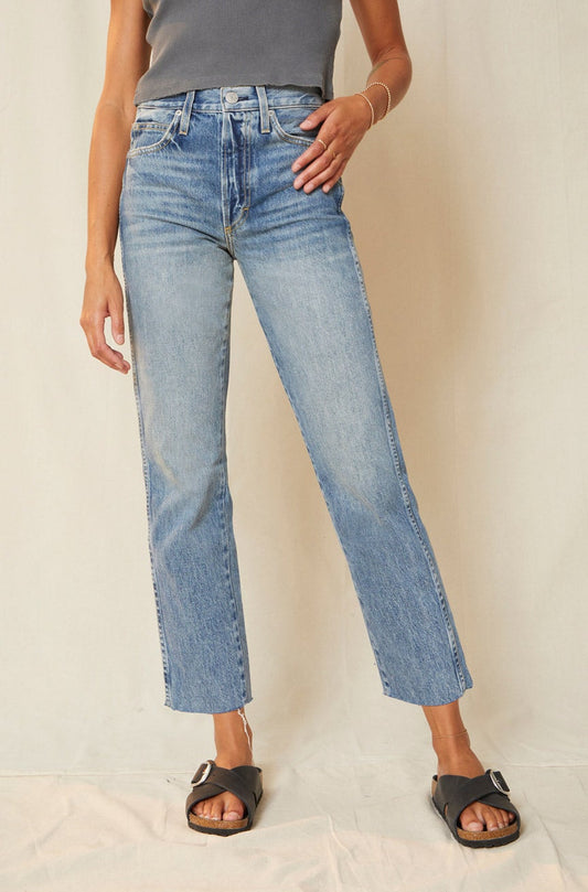 AMO Denim Women's Made in USA Cotton Denim Loverboy Boyfriend Light Wash Jeans