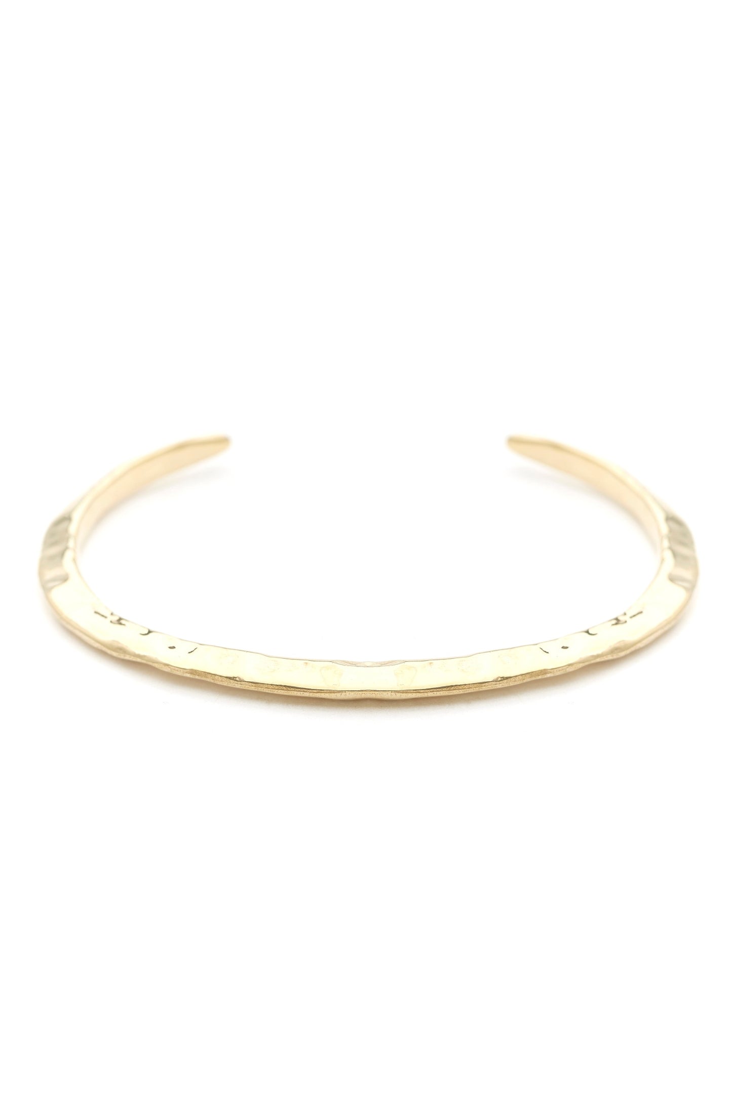 ODETTE NY Women's Sustainable Made in USA Jewelry Hammered Recycled Brass Bangle Cuff with Open Fit Design