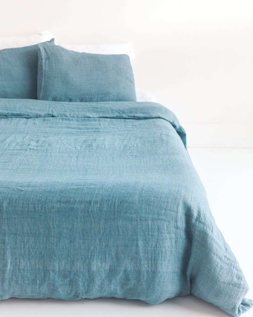 Linen Duvet Cover Set | Denim Blue