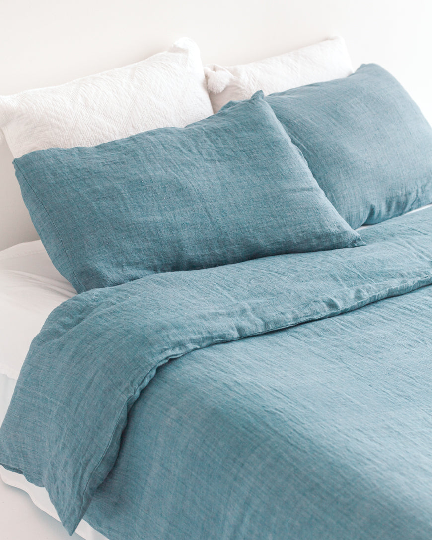 Linen Duvet Cover Set | Denim Blue