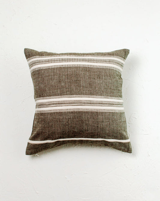 18" Aden Pillow Cover | Grey with Natural Striping