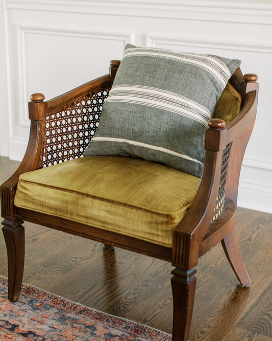 18" Aden Pillow Cover | Grey with Natural Striping