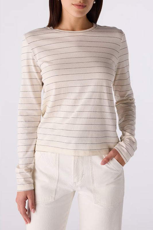 Drew Striped Long Sleeve | Bone + Grey