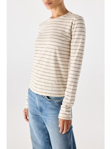 Drew Long Sleeve Tee | Natural + Haze Stripe