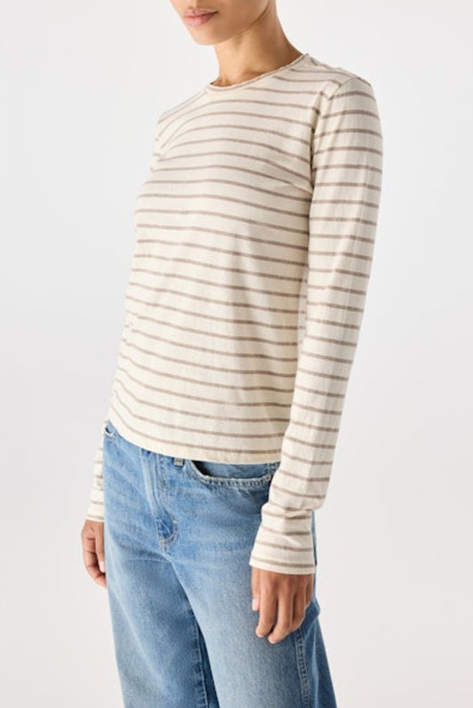 Drew Long Sleeve Tee | Natural + Haze Stripe