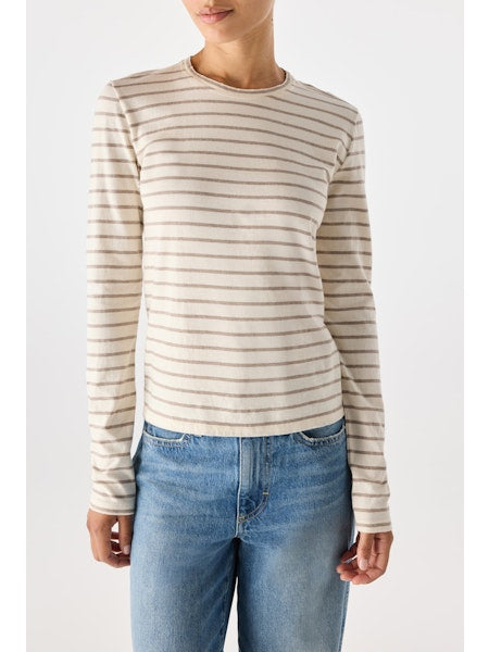 Drew Long Sleeve Tee | Natural + Haze Stripe