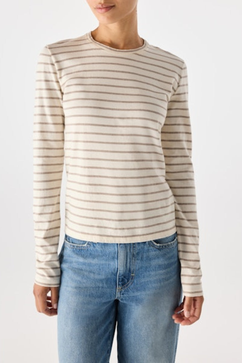 Drew Long Sleeve Tee | Natural + Haze Stripe