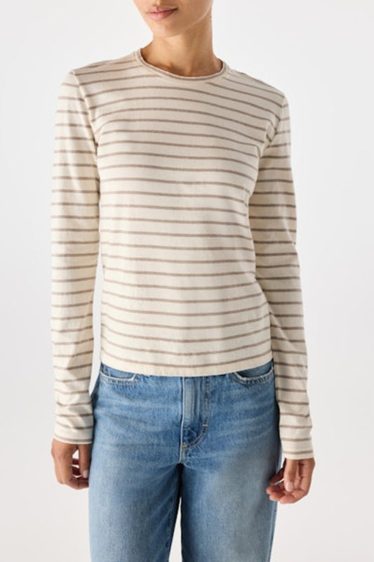 Drew Long Sleeve Tee | Natural + Haze Stripe