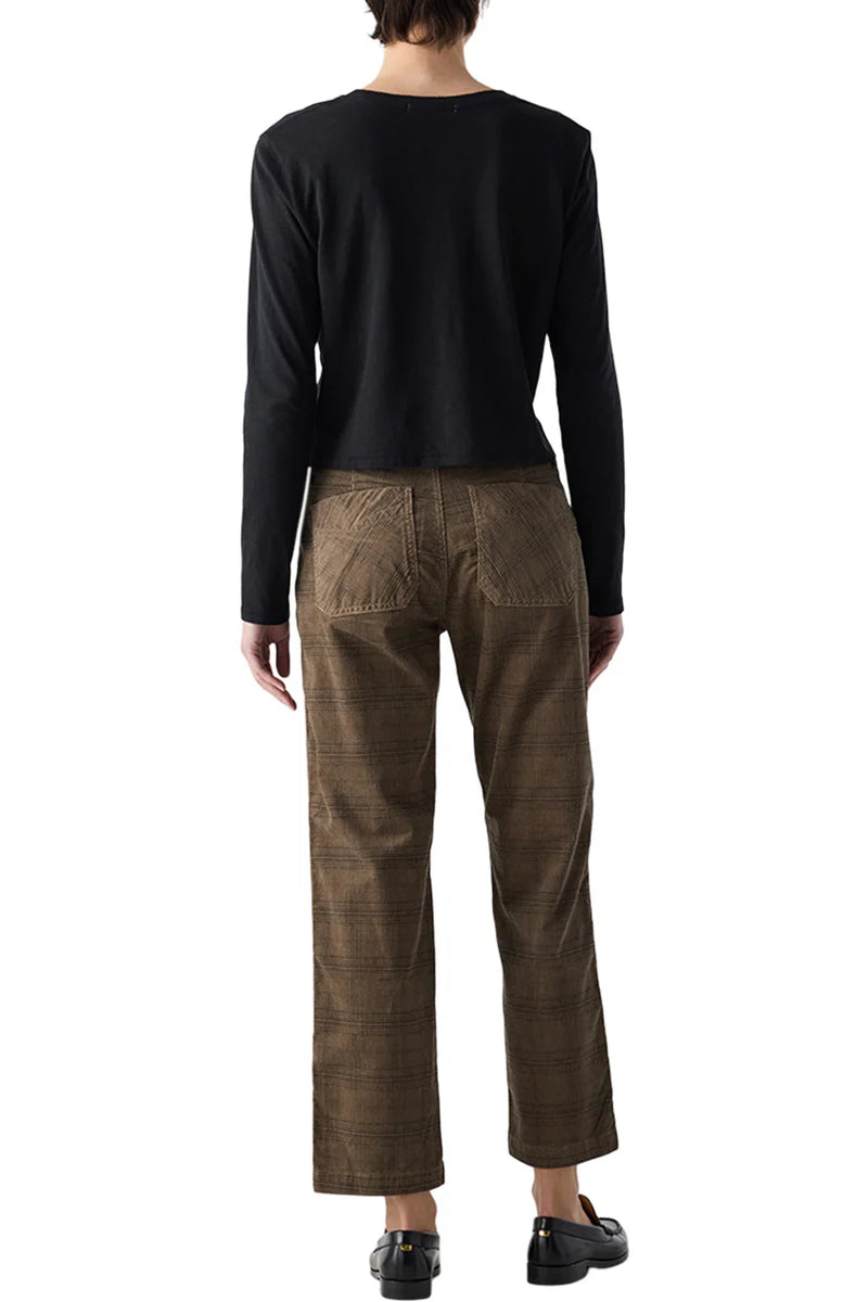 Lillian Corduroy Trouser | Sand Plaid
