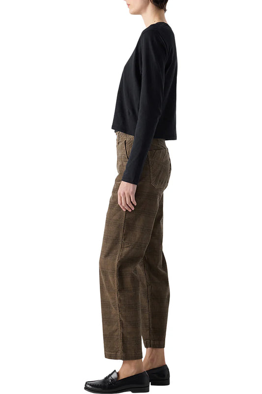 Lillian Corduroy Trouser | Sand Plaid