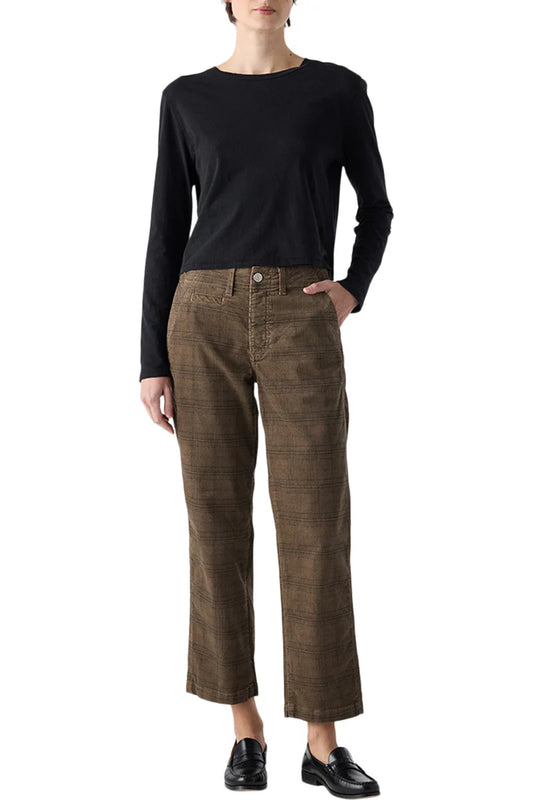 Lillian Corduroy Trouser | Sand Plaid