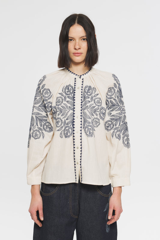 Eglantine Embroidery Blouse | Cream