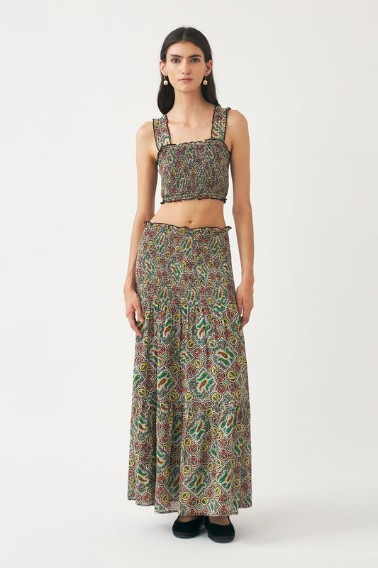 Zena Shirred Maxi Skirt | Paisley