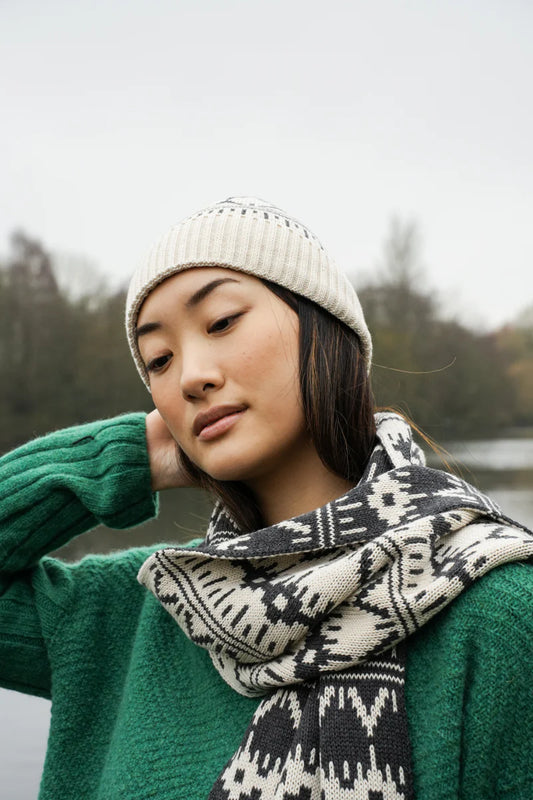 Evie-Sue Organic Cotton Knit Beanie | Geometric Ivory