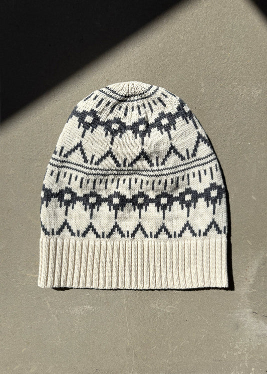 Evie-Sue Organic Cotton Knit Beanie | Geometric Ivory
