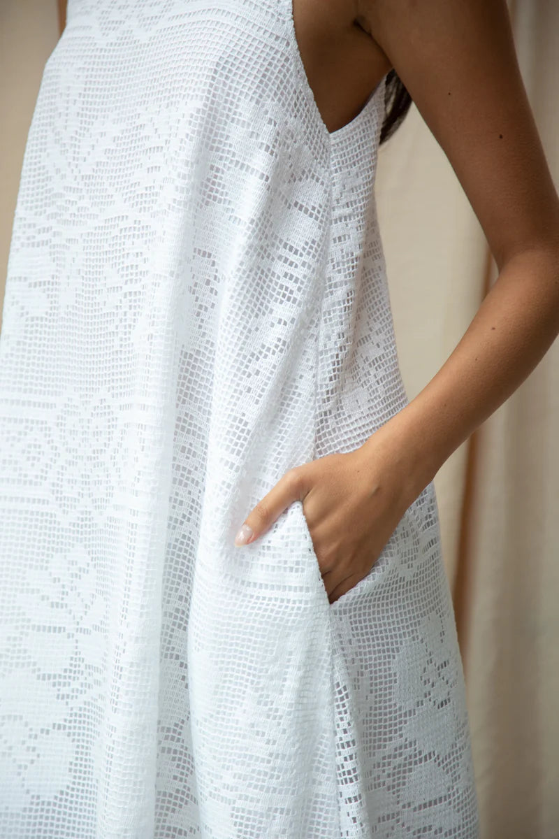 Freya-Fay Cotton Lace Dress | White Ivory