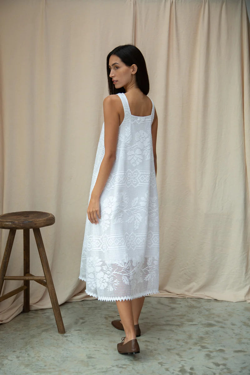 Freya-Fay Cotton Lace Dress | White Ivory